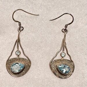 Elegant Silver & Blue Topaz Drop Earrings